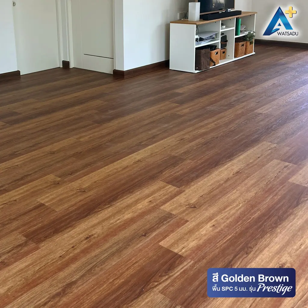 กระเบื้องยาง SPC พร้อมโฟม IXPE รุ่น PRESTIGE หนา 5 มม. แบบปูตรง สี Golden Brown - Image 5