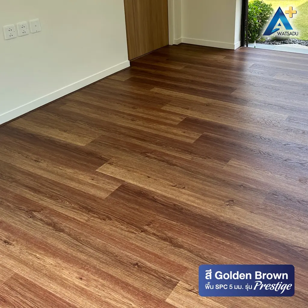 กระเบื้องยาง SPC พร้อมโฟม IXPE รุ่น PRESTIGE หนา 5 มม. แบบปูตรง สี Golden Brown - Image 3