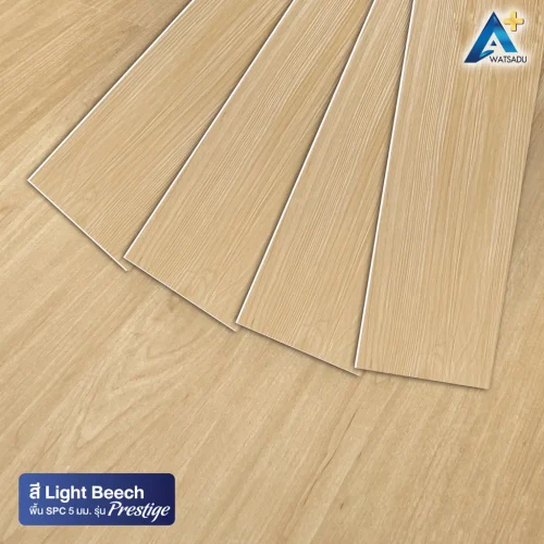 กระเบื้องยาง SPC พร้อมโฟม IXPE รุ่น PRESTIGE หนา 5 มม. แบบปูตรง สี Light Beech