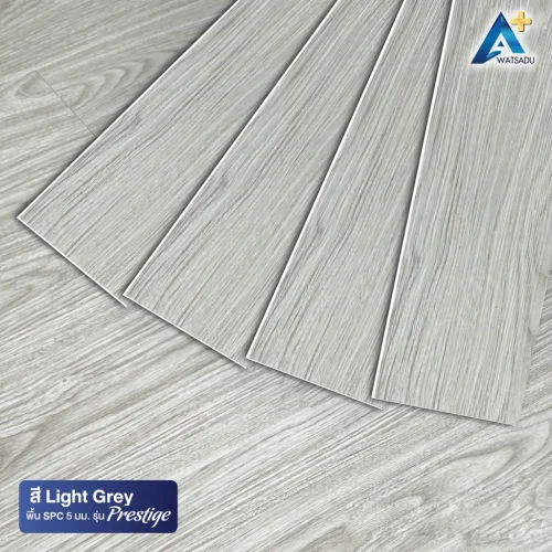 กระเบื้องยาง SPC พร้อมโฟม IXPE รุ่น PRESTIGE หนา 5 มม. แบบปูตรง สี Light Grey