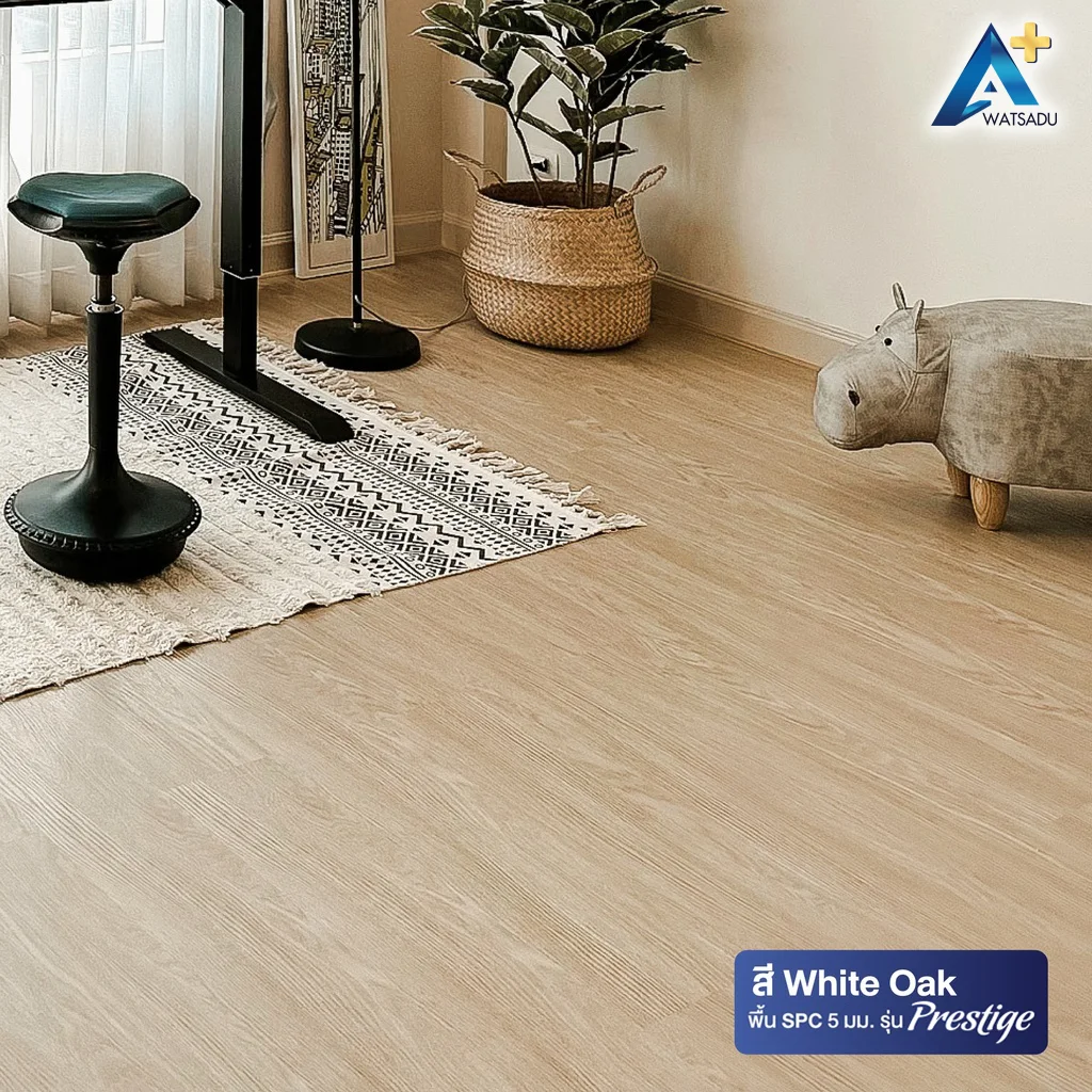 กระเบื้องยาง SPC พร้อมโฟม IXPE รุ่น PRESTIGE หนา 5 มม. แบบปูตรง สี White Oak - Image 3