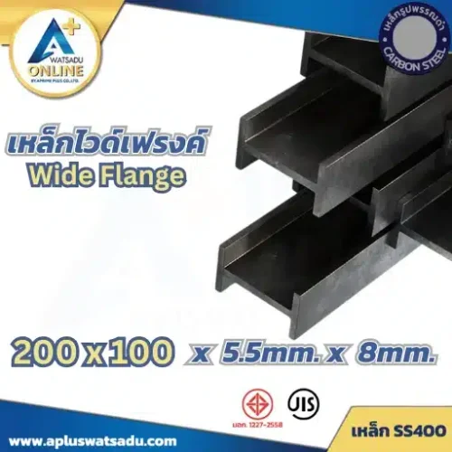เหล็กไวด์แฟลนจ์ WF-200x100x5.5x8.0mm สีดำ