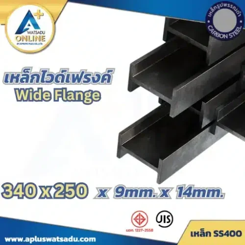 เหล็กไวด์แฟลนจ์ WF-340x250x9.0x14.0mm สีดำ