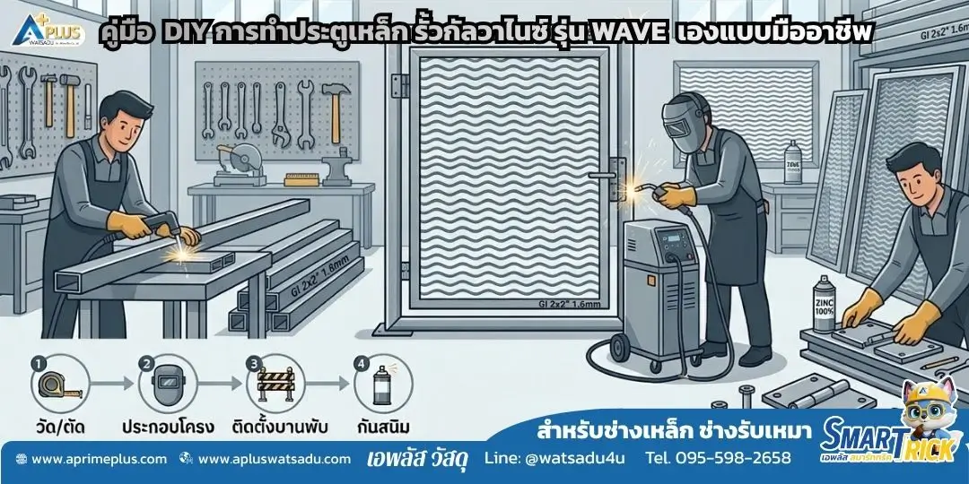 คู่มือช่างทำประตูเหล็กกัลวาไนซ์ รุ่น WAVE พร้อมวิธีประกอบโครงเหล็กกล่องและเชื่อมบานพับ